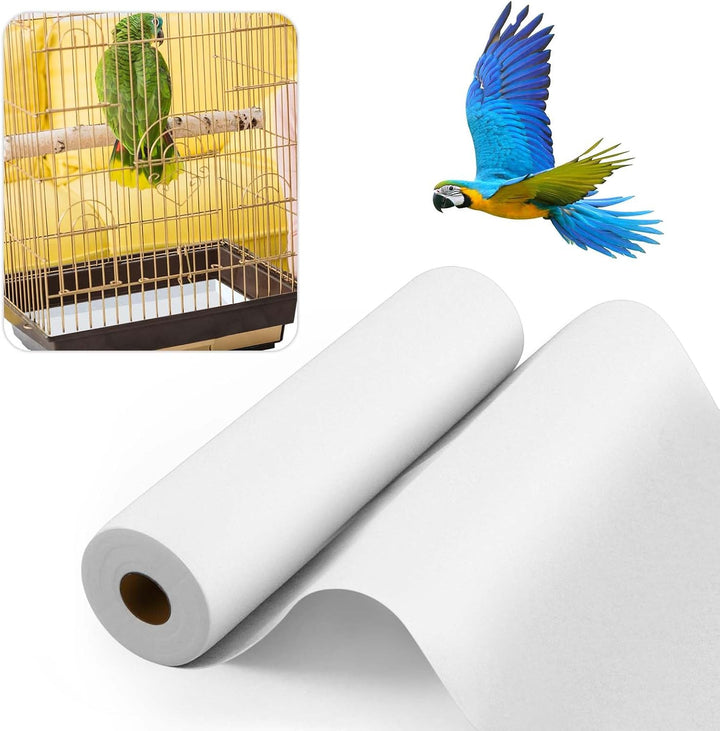 100 Ft X 22 Inch Bird Cage Liner Disposable Cages Cushion Pad Mat Precut Absorbent Bird Cage Paper Large Parakeet Cage Liners Accessories for Pet Animal Bird Parrot (White)