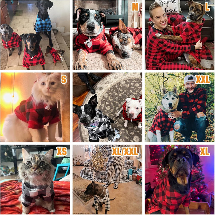 Plaid Dog Hoodie Pet Clothes Sweater with Hat and Pocket for Small Medium Large Size Dogs, Soft Winter Warm Dog Cold Weather Coat, Fleece Fall Dog Hooded Sweatshirt for Puppy Cats, Red XL
