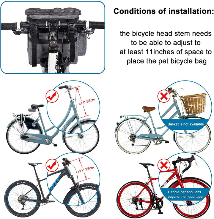 Dog Bike Basket Foldable Pet Carrier, Dog Car Booster Seat with Mesh Windows, Adjustable Shoulder Bag Portable Breathable Bicycle Basket Bag for Dogs and Cats