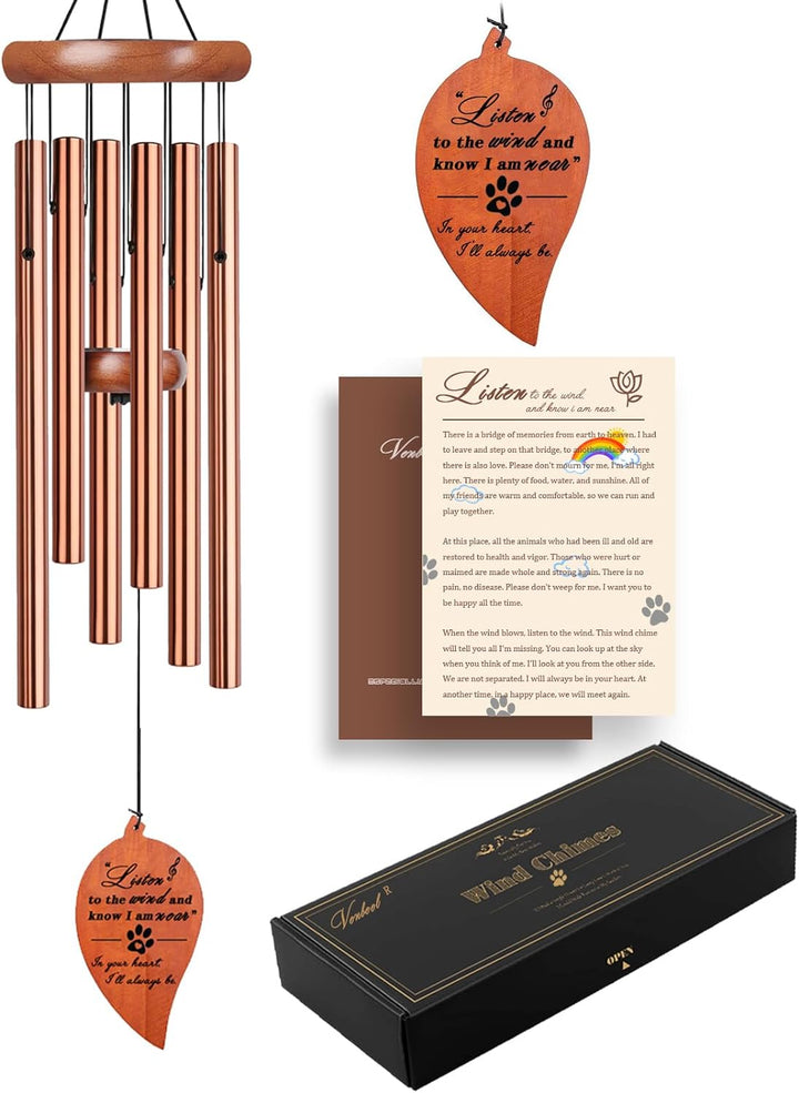 Dog Memorial Gifts, 28" Pet Memorial Wind Chimes, Loss of Dog Sympathy Gift, Pet Loss Passing Away Remembrance Bereavement Gift