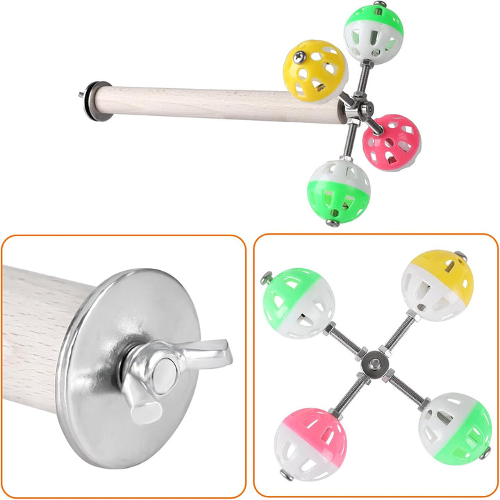 Stand Perch Toy with Rotating Balls for Birds, Parakeets, Budgies, Cockatiels, Parrots, Budgerigars, Conures, Parrotlets, Ringnecks, Lovebirds (1Pcs)