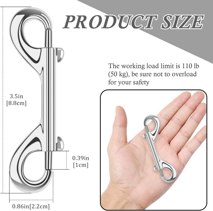 15 Pack Heavy Duty Snap Hooks Double Sided Clips for Hanging Horse Tack Sling Feed Buckets Dog Leash Collar Key Chain Zinc Alloy Metal Snaps Clip(3-1/2 Inch)