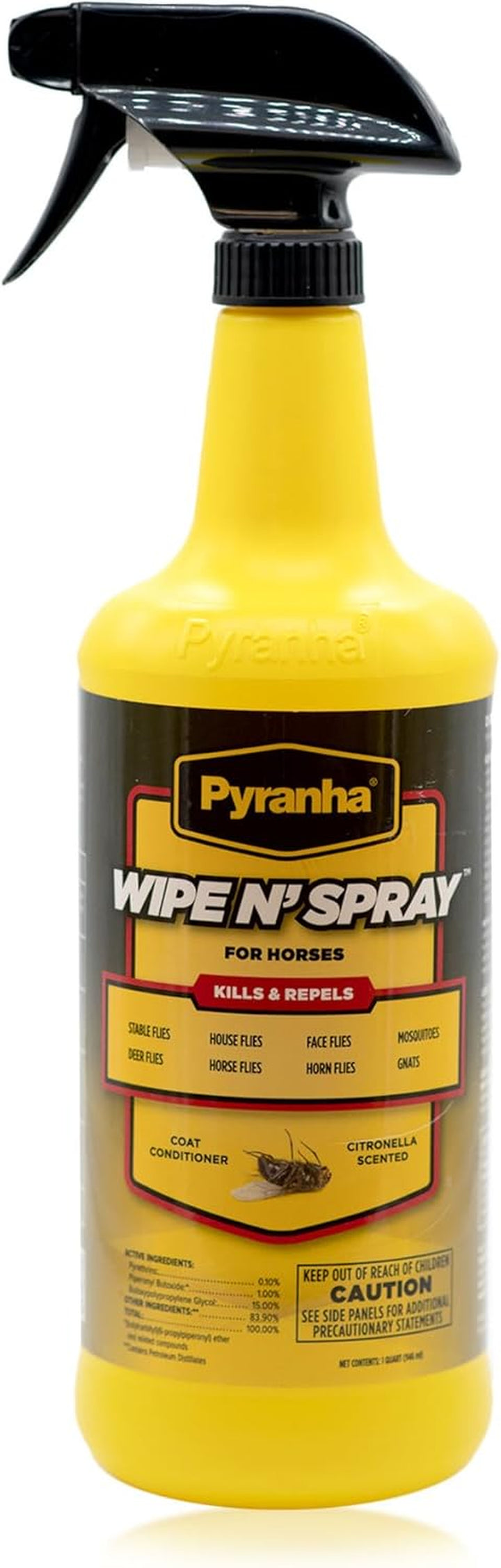 Wipe N' Spray for Horses - Oil-Based Long Lasting Fly Control Repels Horn, Deer, Horse, House, Stable, & Face Flies, Ticks, Mites, Mosquitoes, Gnats & Lice, 1 Gallon