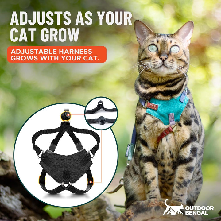 Houdini™ Escape Proof Cat Harness and Leash Set by  – Black, Medium Cat Harness for Walking