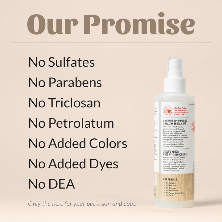 Probiotic Pet Deodorizer Spray- Hydrating Daily-Use with Avocado Oil & Omega-3S, Microbiome Friendly Certiified, Paraben & Sulfate-Free, 97% Natural, 8Oz, Dog of the Woods