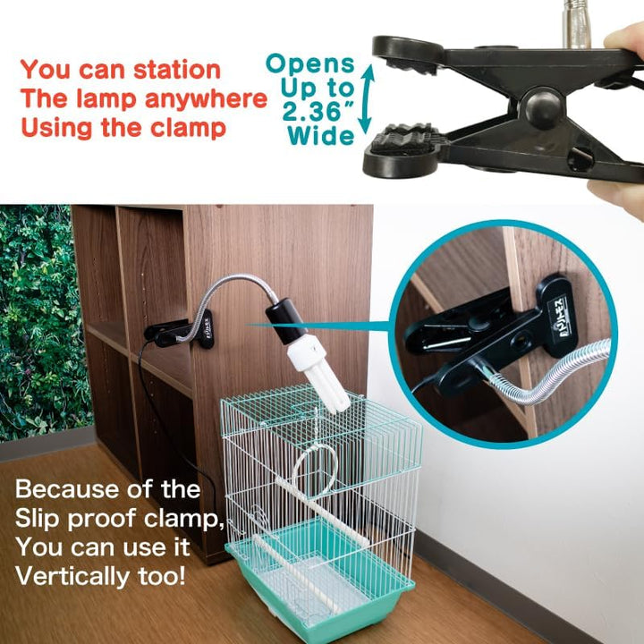 TORITOMOSU Bird Cage UVB Light Combo Kit, Aviansun Lamp 2.4% UVB UVA 20W Compact Fluorescent Bulb for All Kinds Captive Birds