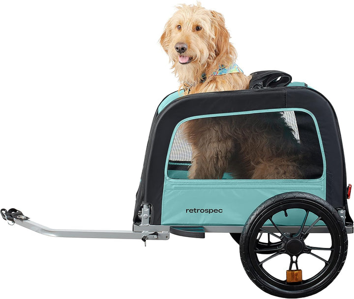 Rover Waggin' Pet Bike Trailer - Small & Medium Sized Dogs Bicycle Carrier - Foldable Frame with 16 Inch Wheels - Non-Slip Floor & Internal Leash
