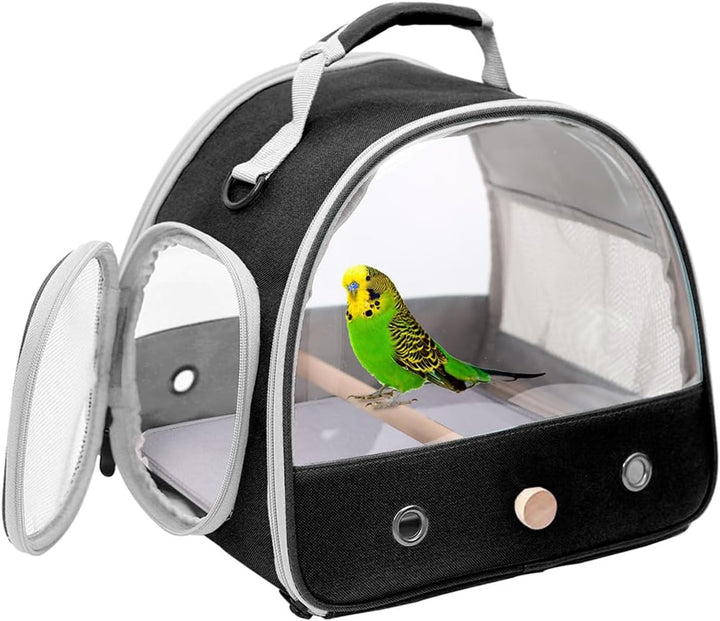 Small Bird Travel Cage Carrier, Portable Parrot Parakeet Carrier with Standing Perch and Comfy Mat, Budgies Carry Transport Bag for Vet Visit Shopping and Outdoor Adventure.