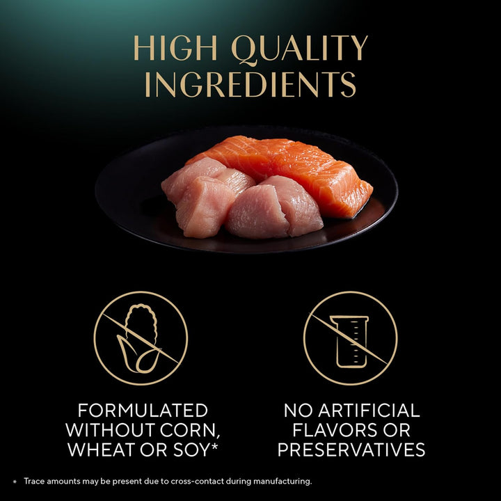 Perfect Portions Wet Cat Food Cuts in Gravy Variety Pack, Roasted Chicken Entree, with Sustainable Salmon, and Tender Turkey Entree, 2.6 Oz. Twin-Pack Trays (24 Count, 48 Servings)