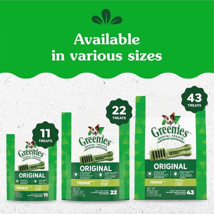 Original Teenie Dental Dog Treats, 12 Oz. Pack (43 Treats)