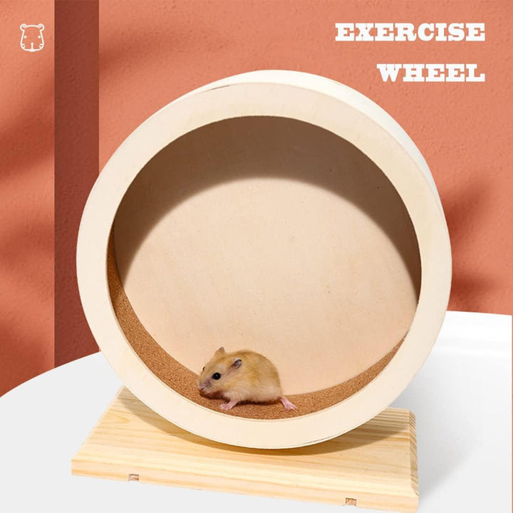 Hamster Wooden Silent Wheel, Small Animal Exercise Wheel Accessories, Quiet Spinner Hamster Running Wheels Prevent Depression Toys for Hamsters, Gerbils, Mice and Other Small Pets (S)