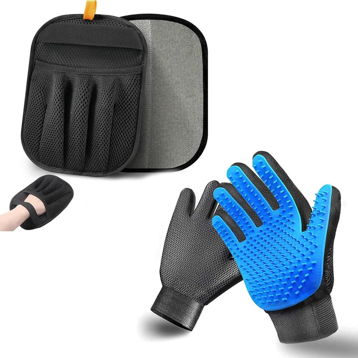Cat & Dog Grooming Gloves for Shedding - Efficient Deshedding Pet Grooming Gloves 2-In-1 Deshedding Brush & Massage Mitt-Safe for Dogs & Cats (1 Pair Blue)