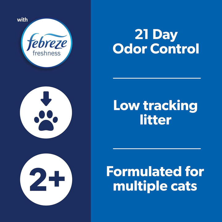 Clean Paws Cat Litter with Febreze Freshness, Multi-Cat Low-Tracking Clumping Litter with Guaranteed Odor Control, 22.5 Lb. Box