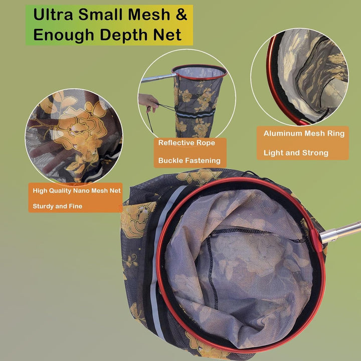 Snake Catcher Net, Rattlesnake Grabber Handling Tool Large Reptile Closure Net, Snake Traps Telescopic Pole Stick, Rattle Snake Moving and Catching Picker with a Handle Extendable from 26'' to 45‘’