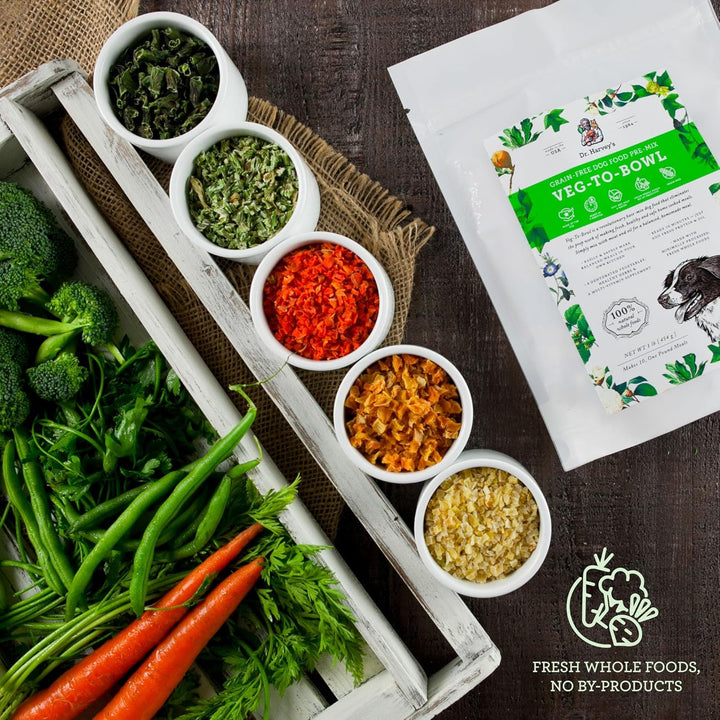 Veg-To-Bowl Dog Food, Human Grade Dehydrated Base Mix for Dogs, Grain Free Holistic Mix (3 Pound)