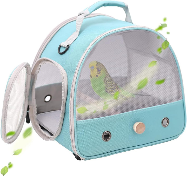 Small Bird Travel Cage Carrier, Portable Parrot Parakeet Carrier with Standing Perch and Comfy Mat, Budgies Carry Transport Bag for Vet Visit Shopping and Outdoor Adventure.