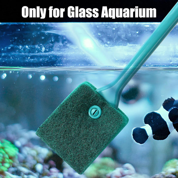 Fish Tank Cleaning Tools, Aquarium Double Sided Sponge Brush, Algae Scraper Cleaner with Long Handle