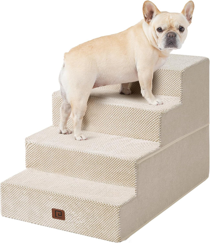 Dog Stairs for Bed 18" H, 4-Step Dog Steps for High Bed, Pet Steps for Small Dogs and Cats, Non-Slip Balanced Pet Ramp Indoor, Grey