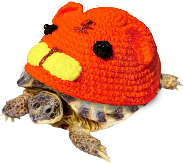 Sweater for Turtle, Handmade Knitted Sweater for Tortoise, Warm Small Animal Sweater, Knitted Pet Apparel with Adjustable Strap, Pet Cosplay Costume for Halloween (Red Stegosaurus, M)