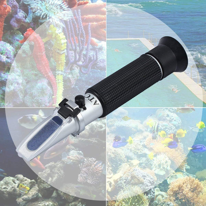 Salinity Refractometer Saltwater Aquarium for Seawater, Pool, Tank, Marine, Fishkeeping, 0-100PPT & 1.000-1.070 Salinity Tester with ATC Function Salinity Hydrometer Kit