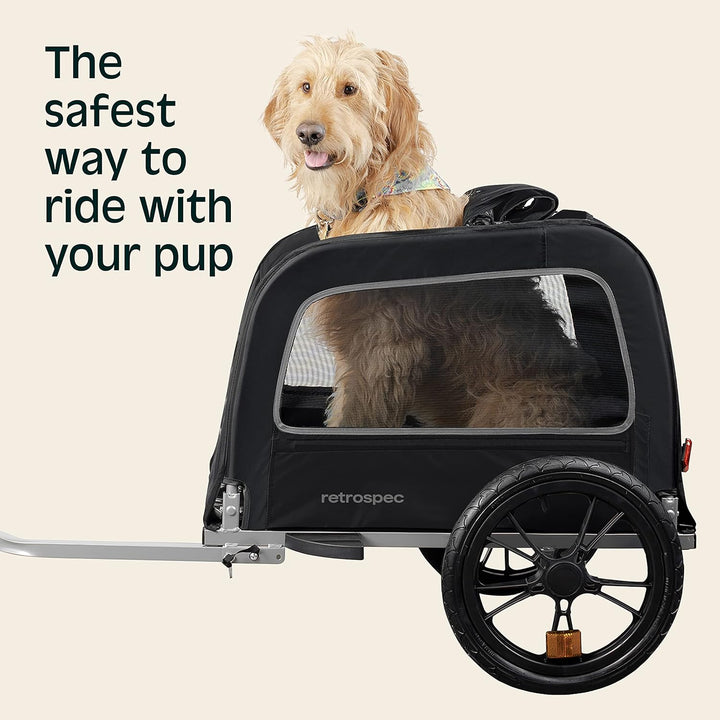 Rover Waggin' Pet Bike Trailer - Small & Medium Sized Dogs Bicycle Carrier - Foldable Frame with 16 Inch Wheels - Non-Slip Floor & Internal Leash