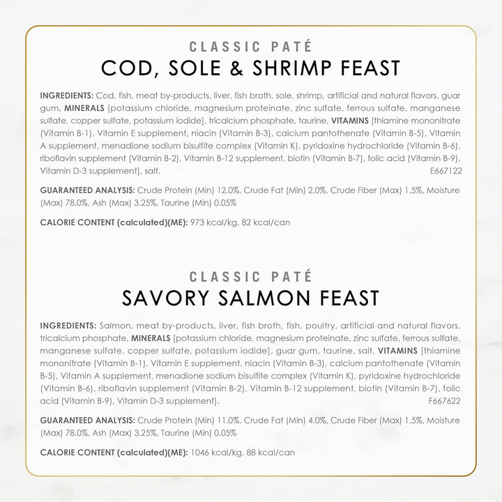 Purina  Seafood Classic Pate Collection Grain Free Wet Cat Food Variety Pack - (Pack of 30) 3 Oz. Cans