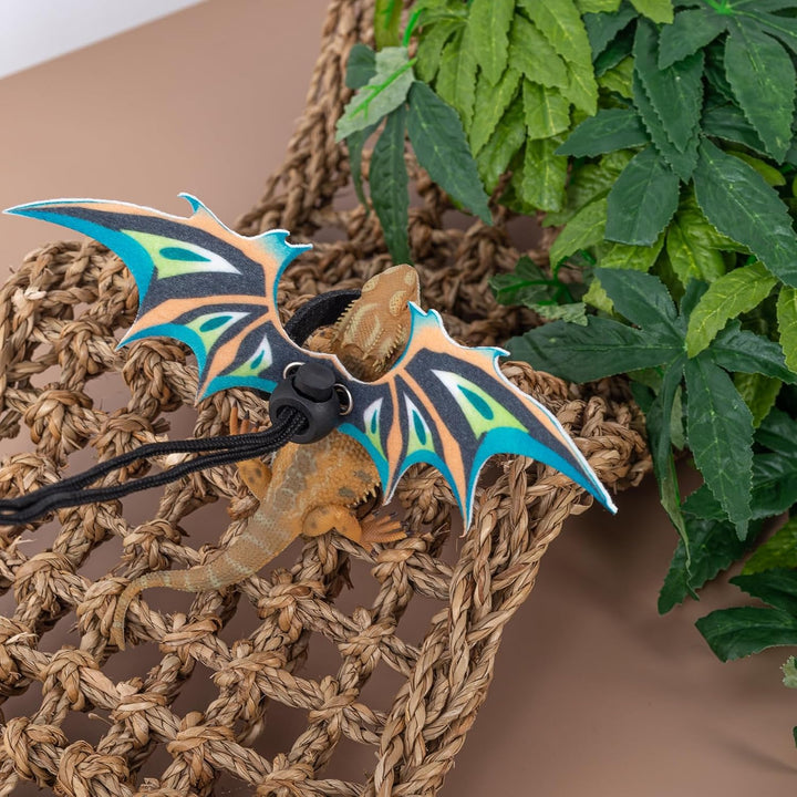 2 Pack Bearded Dragon Lizard Harness Leash Set, Adjustable Reptile Lizard Leashes with Adorable Dinosaur Wing for Geckos, Chameleon, Lizards