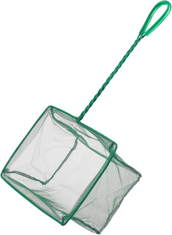 Aquarium Fish Net with Braided Metal Handle Square Net with Soft Fine Mesh Sludge Food Residue Wastes Skimming Cleaning Net for Fish Tanks Small Koi Ponds and Pools
