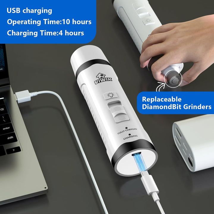 Dog Nail Trimmers with Light, Cat Dog Nail Clippers, Dog Nail Grinder Quiet for Large Medium Small Dogs Paw & Cats Claw, Electric 2-Speed Pet Toenail Grooming Supplies, Gifts for Dog Lovers.