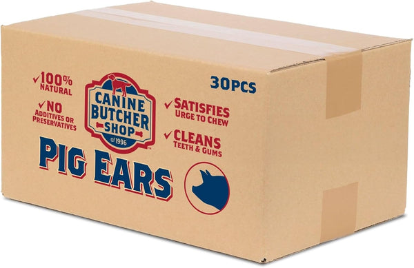 Pig Ears for Dogs, Always USA Made (30-Pack), All Natural, Sourced in USA Pig Ears, Digestible Pork Dog Chew Treat