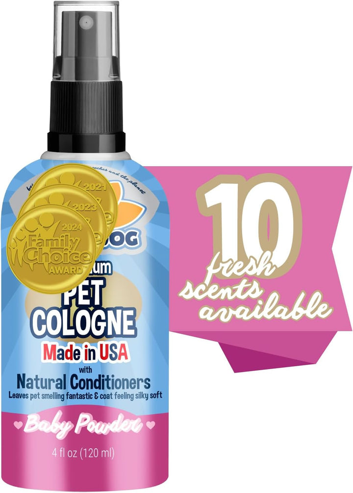 Natural Dog Cologne (Blueberry) - Premium Scented Deodorizing Pet Perfume with Conditioner for Dogs & Cats - Keeps Pets Fresh & Clean - Gentle and Safe Formula, Made in USA (4 Fl Oz)