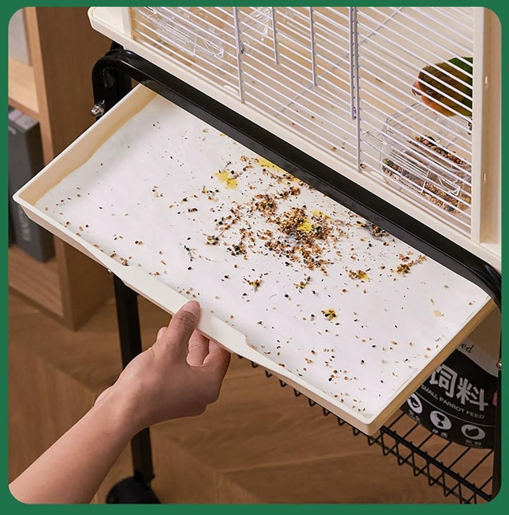 100PCS Bird Cage Liner Papers, Disposable Cage Paper Liners Precut Absorbent Cushion Pad Mat Accessories for Pet Bird Parrot (White)