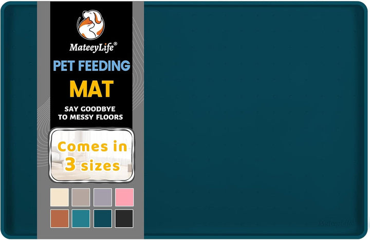 Silicone Cat & Dog Food Mat for Floors Waterproof, Anti-Slip Dog Bowl Mats for Food and Water, Pet Feeding Mats with Lip to Prevent Spills, Pet Placemat for Messy Drinkers to Protect Floors