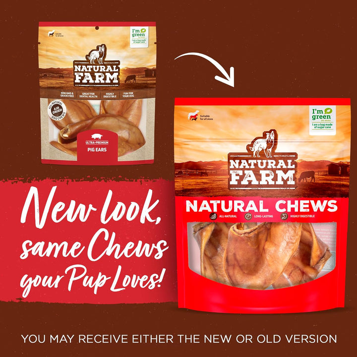 Pig Ears for Dogs (8-Count), One Ingredient: Natural Whole Pigs Ears, Air Dried, Long-Lasting & Highly Digestible Treats, Great for Puppy and Large/Medium Dogs