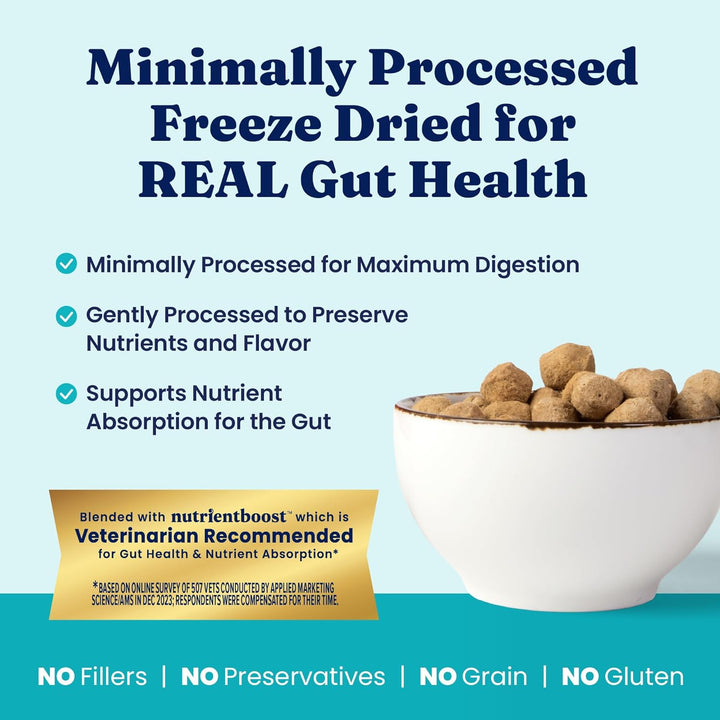 Freeze Dried Dog Food - W/Real Beef, Pumpkin & Superfoods - Freeze Dried Raw Dog Food Toppers for Picky Eaters to Serve as a Nutrient-Dense Meal Topper or High Protein Treats - 1.5Oz