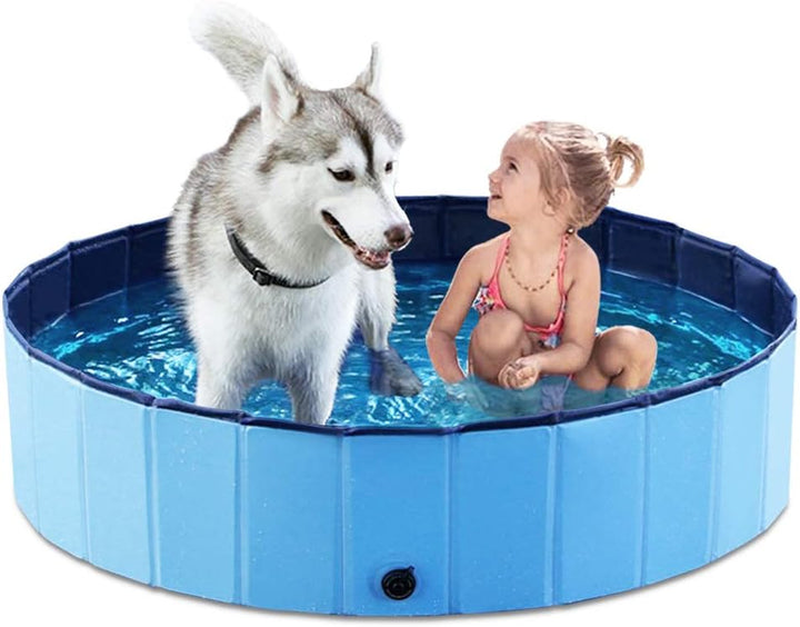Foldable Dog Pet Bath Pool Collapsible Dog Pet Pool Bathing Tub Kiddie Pool Doggie Wading Pool for Puppy Small Medium Large Dogs Cats and Kids 48" Blue