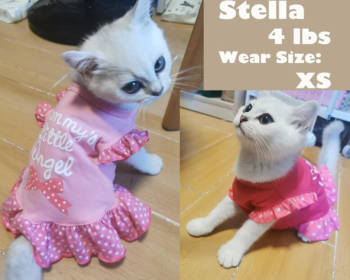4 Pieces Pet Dog Dress Dog Clothes Girl Puppy Shirt Yorkie Clothes Cute Doggie Dress Pet Apparel for Small Dogs and Cats (Pink Angel, Small(4.5-8Lbs))