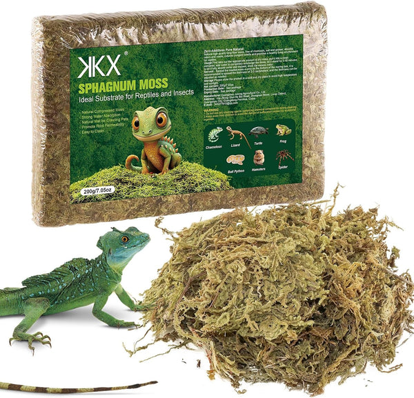 Natural Peat Moss Reptile Moss, Reptile Moss, Ideal Reptile Moss for Box Turtles, Hermit Crabs, Leopard Geckos, Snakes and Enclosures 7 OZ