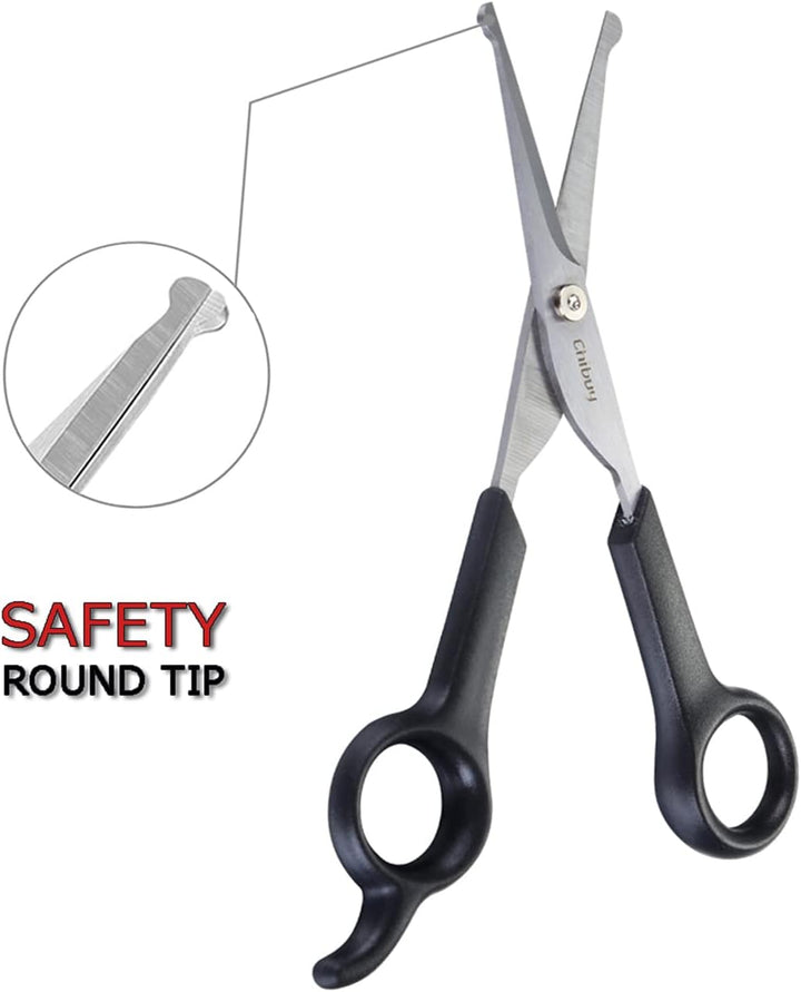 Professional Pet Grooming Scissors with round Tip Stainless Steel Dog Eye Cutter for Dogs and Cats, Professional Grooming Tool, Size 6.70" X 2.6" X 0.43" 1. Grey