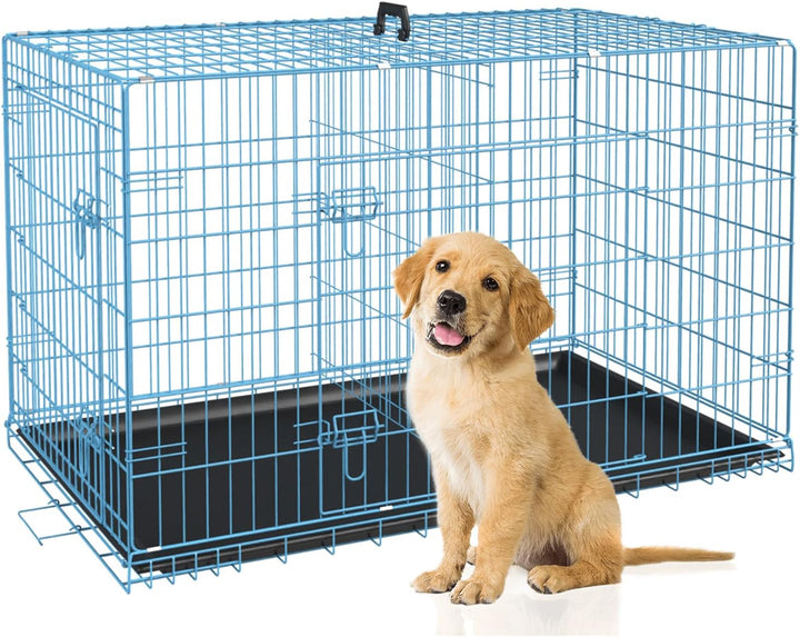 | Dog Crate | 18" | Black | Foldable Metal Kennel with Single Doors, Secure Slide-Bolt Latches, Leakproof Tray | Portable Dog Cage for Small Breeds | for Travel, Indoor & Outdoor Use