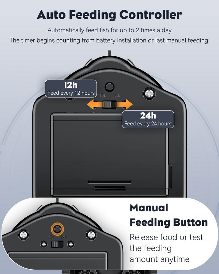Automatic Fish Feeder for Aquarium, Auto Vacation Timer for Tank 60 Ml Adjustable Fish Food Dispenser for Pellets Strips, Battery Operated (Battery Not Included)