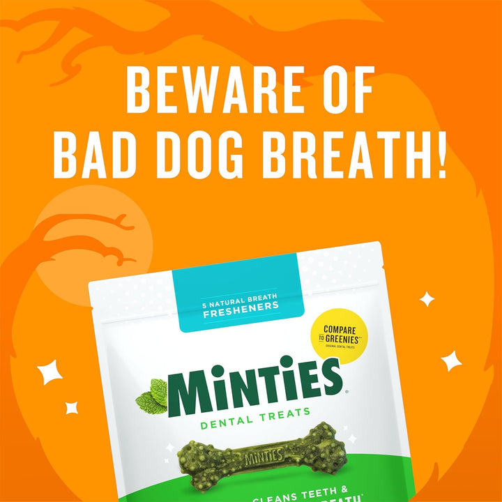 Dental Chews for Dogs, 60 Count, Vet-Recommended Mint-Flavored Treats for Medium Dogs 25-50 Lbs, Bones Clean Teeth, Fight Bad Breath, and Removes Plaque and Tartar