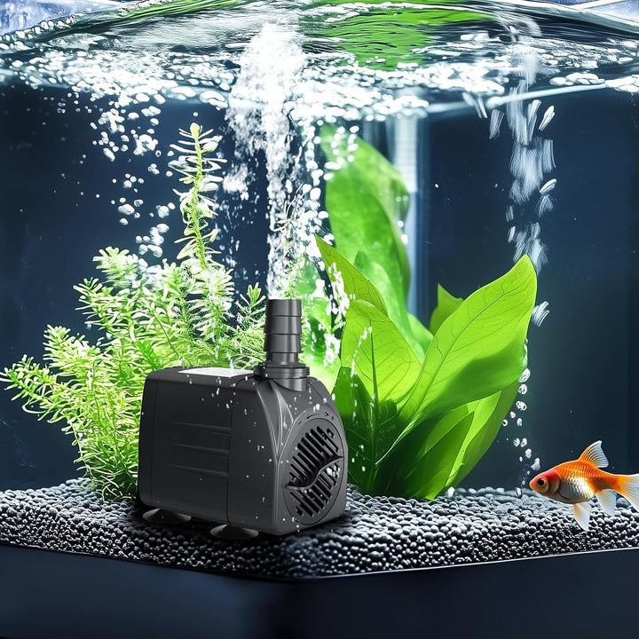 550GPH Submersible Pump 30W Fountain Water Pump, 2000L/H, with 7.2Ft High Lift, 3 Nozzles for Aquarium, Fish Tank, Pond, Hydroponics, Statuary