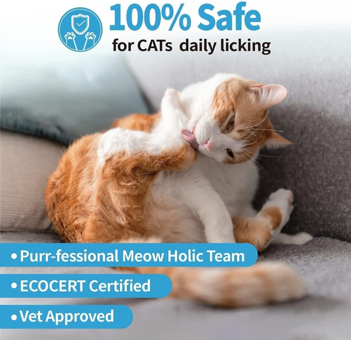 Waterless Cat Shampoo, 100% Licking Safe & Vet Approved No Rinse Dry Bath Foam - Gentle Deodorizer for Short Haired Cats, Seniors & Kittens - Soothes Sensitive Skin, Reduces Dander & Odor