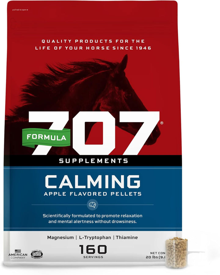 Calming Equine Supplement 5LB Bag – Anxiety Relief and Enhanced Focus for Horses – L-Tryptophan, Thiamine & Magnesium