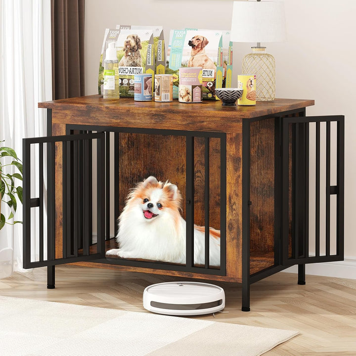 Dog Crate Furniture for 1 or 2 Dogs, Heavy Duty Single/Double Dog Crates for Small/Medium/Large Dogs, Dog Kennel Furniture Indoor as TV Stand, Large Size 78.74" L(35-60 Pounds), Brown