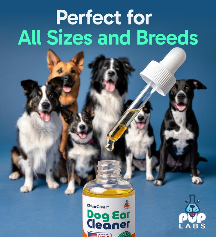 Ear Clear, Natural Dog Ear Cleaner and Infection Treatment for Dogs, Dog Drops for Itching, Irritation, & Wax Build-Up, 1 Oz Bottle with Dropper