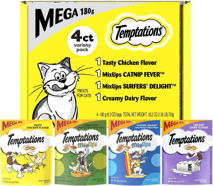 Classic Crunchy and Soft Cat Treats Feline Favorites Variety Pack, 3 Oz. Pouches (Pack of 4)