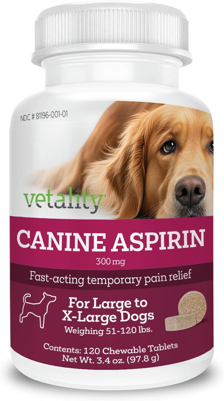 Canine Aspirin for Dogs | Fast Pain Relief | Large to X-Large Dogs | Liver Flavor | 120 Chewable Tablets