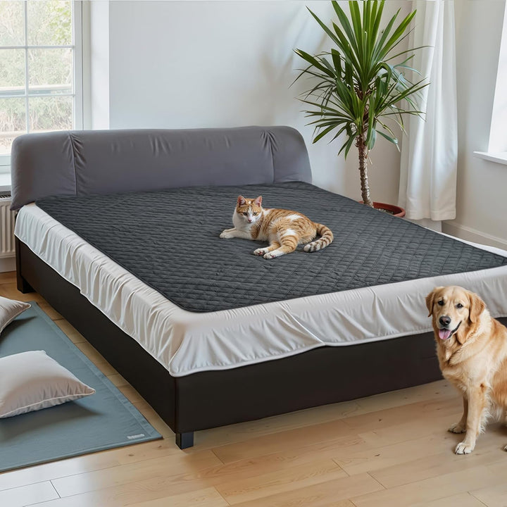 Couch Cover for Dogs, Washable Anti-Slip Blanket for Bed Sofa, Quilted Furniture Protector for Indoor Pets, 82 X 68 Inches, Gray